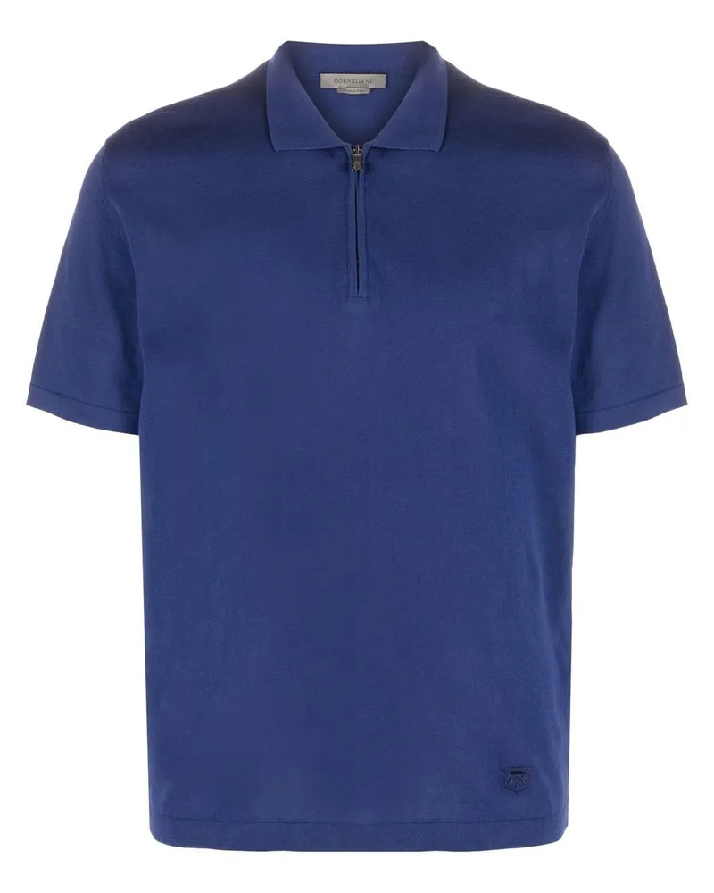 Corneliani Poloshirt mit Reißverschluss Blau