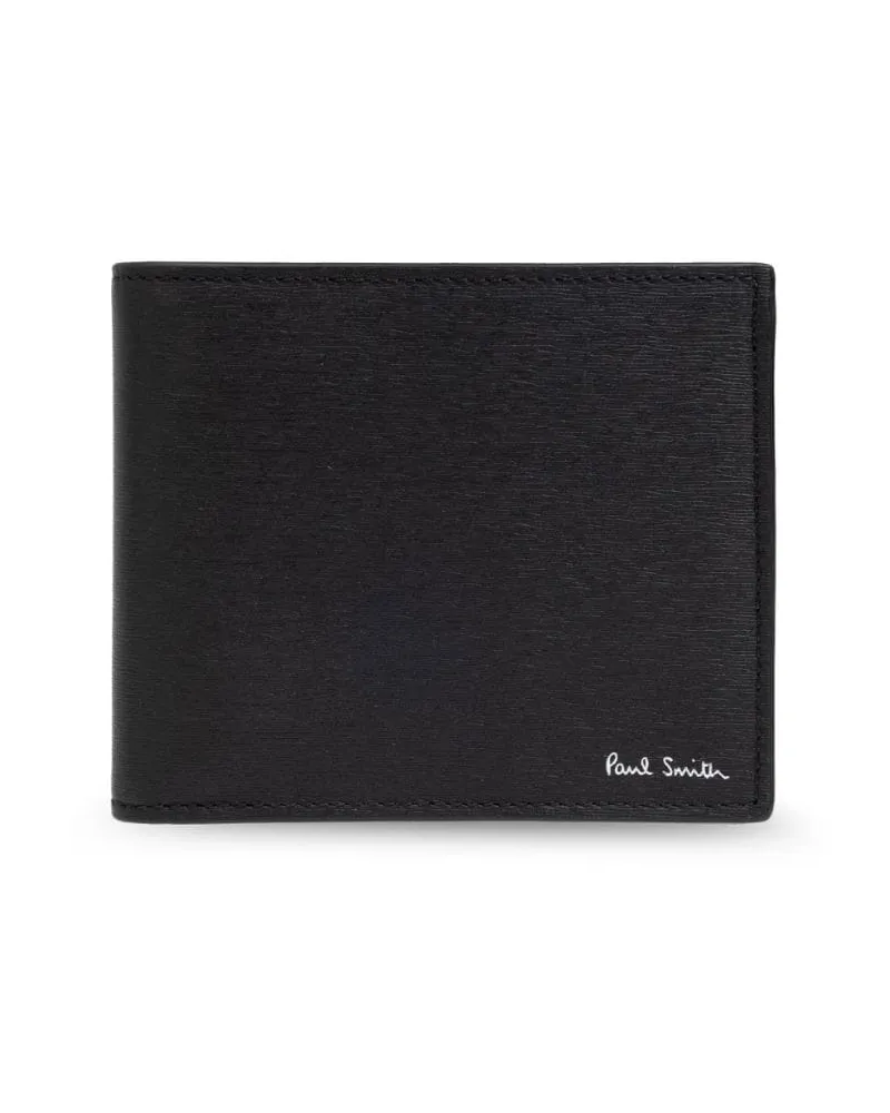 Paul Smith logo-stamp leather wallet Schwarz