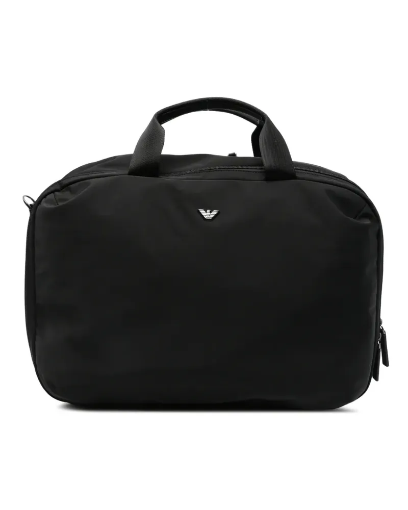 Emporio Armani Rucksack mit Logo-Schild - Schwarz Schwarz