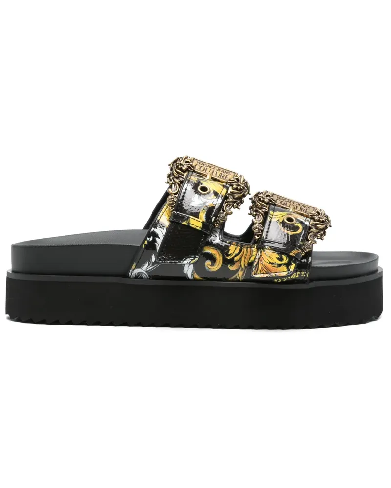 Versace Jeans Pantoletten mit Print - Schwarz Schwarz