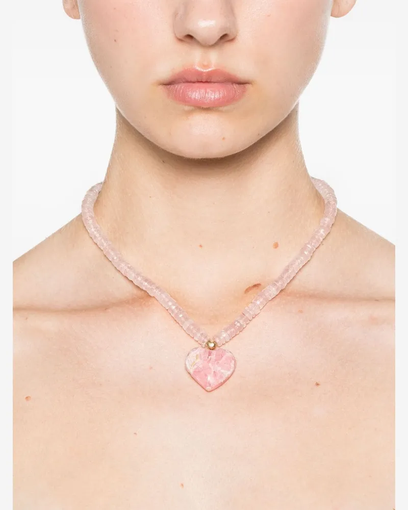 JIA JIA 14kt Aurora Gelbgoldhalskette mit Rhodochrosit und Quarz Gold