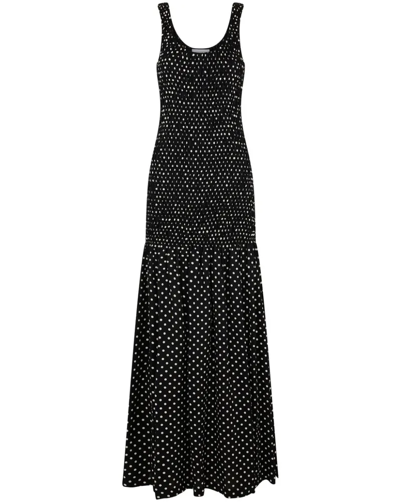 Paco Rabanne Langes Kreppkleid mit Polka Dots - Schwarz Schwarz