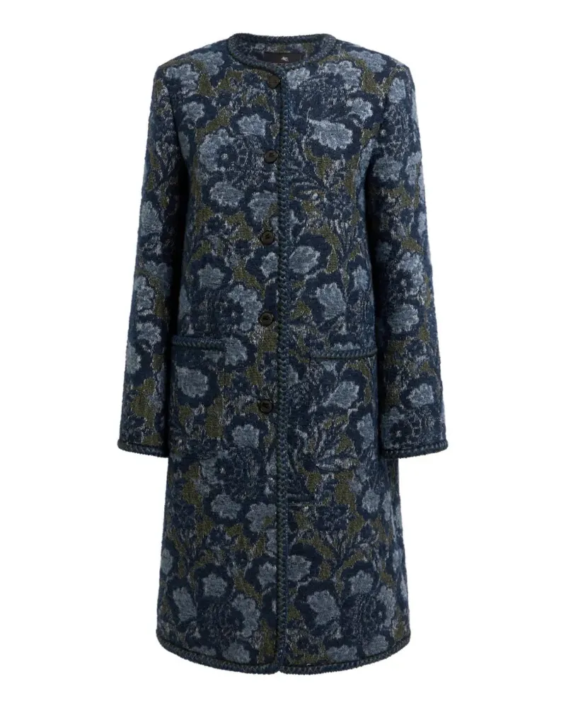 Etro Mantel aus Bouclé-Jacquard mit Blumenmotiv - Blau Blau