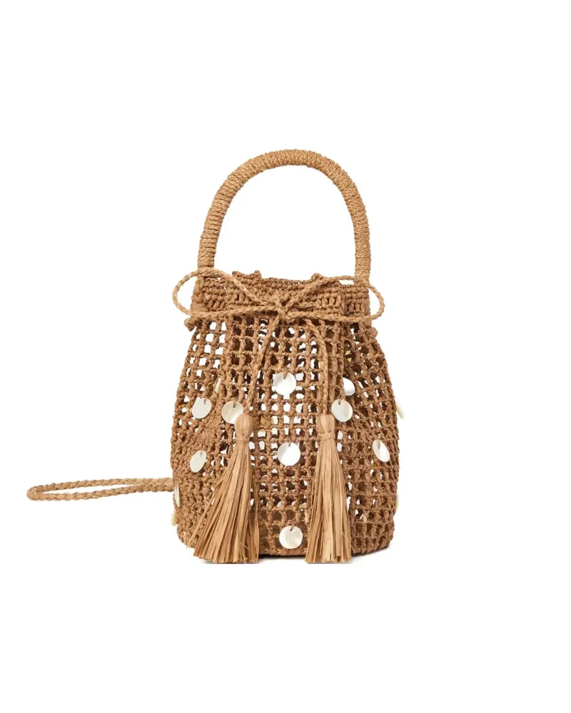 Alanui Precious Moments Beuteltasche aus Raffiabast mit Quasten - Braun Braun