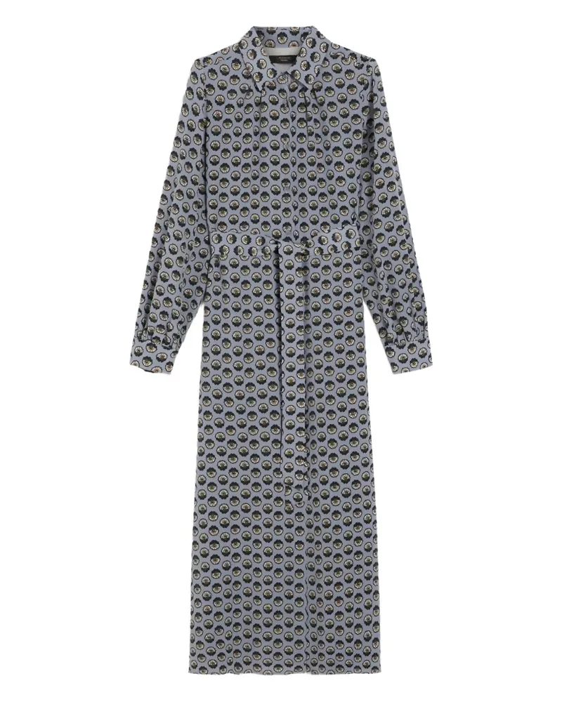 Max Mara Langes Hemdkleid mit Print - Blau Blau