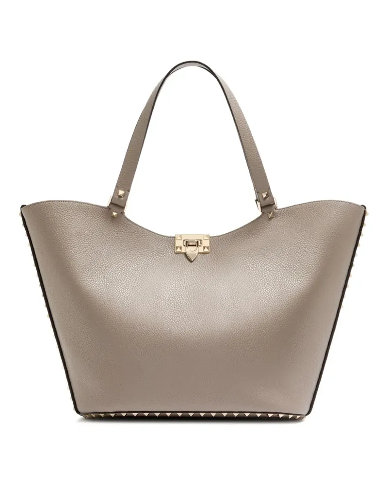 Valentino Garavani Rockstud grainy calfskin shopping bag - Grau Grau