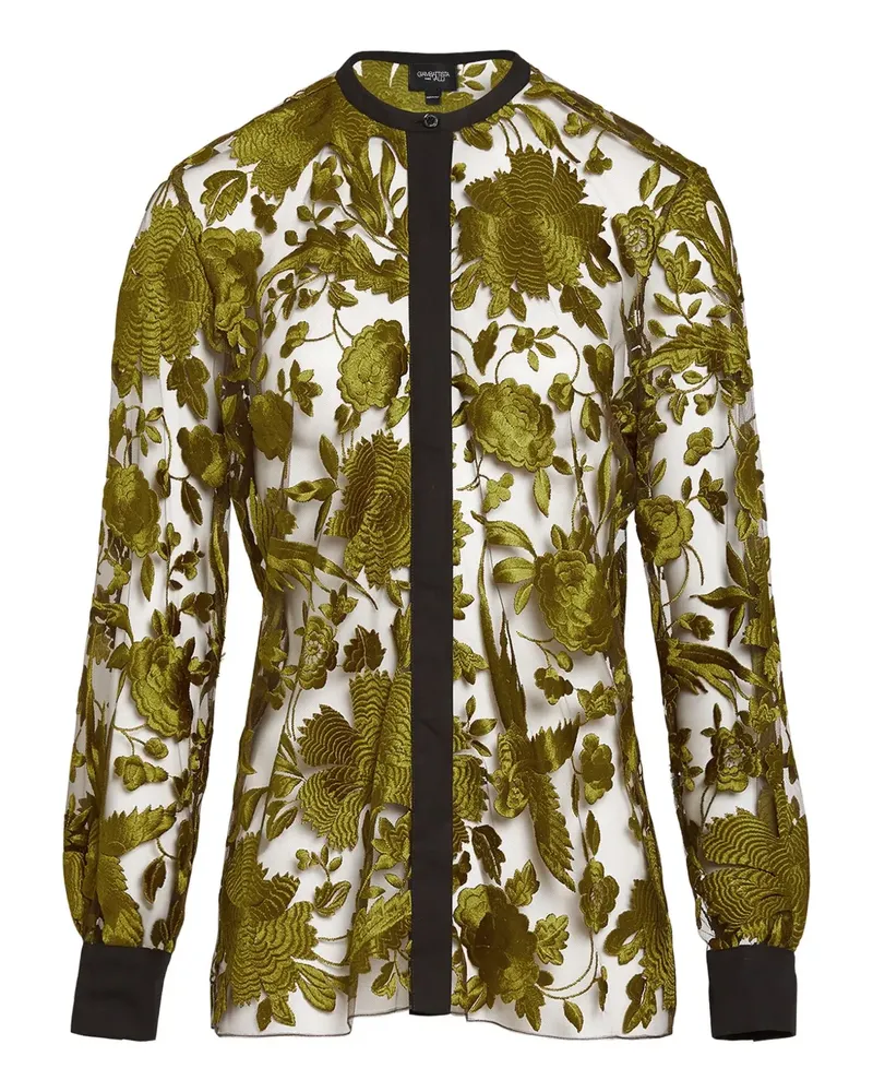 Giambattista Valli Tüllbluse mit Blumenstickerei - Grün Grün