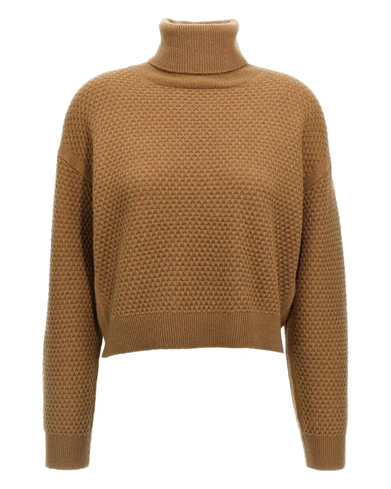 Max Mara Strukturierter Kaschmirpullover mit Stehkragen - Braun Braun