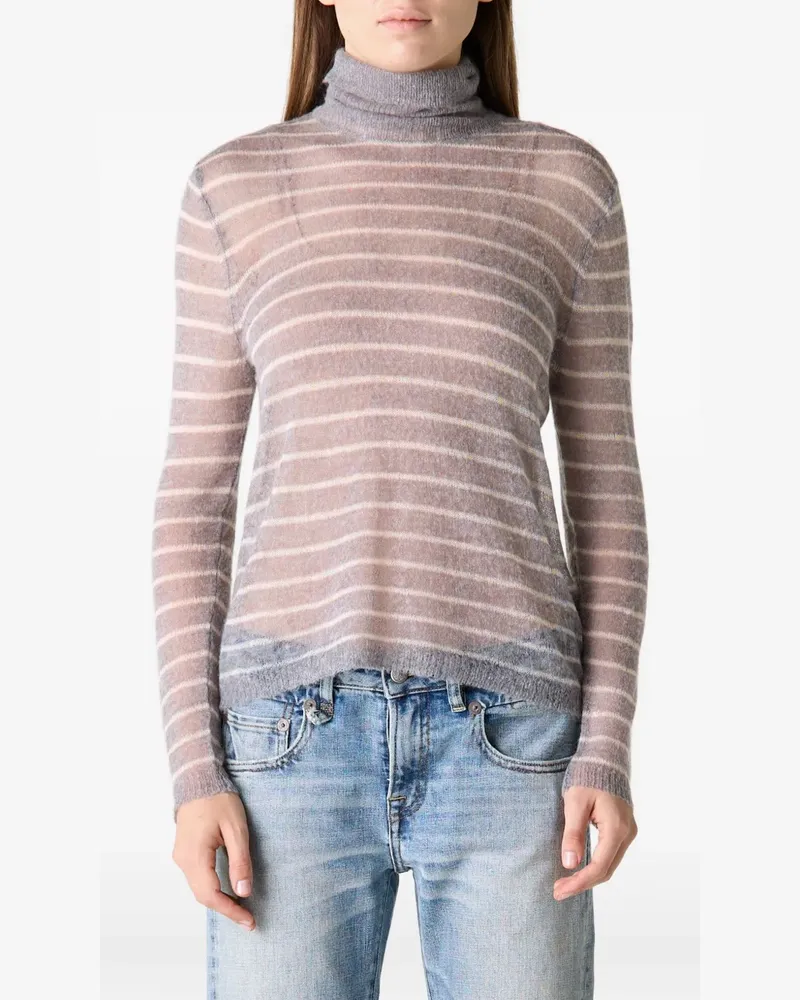 R13 striped turtleneck top - Grau Grau
