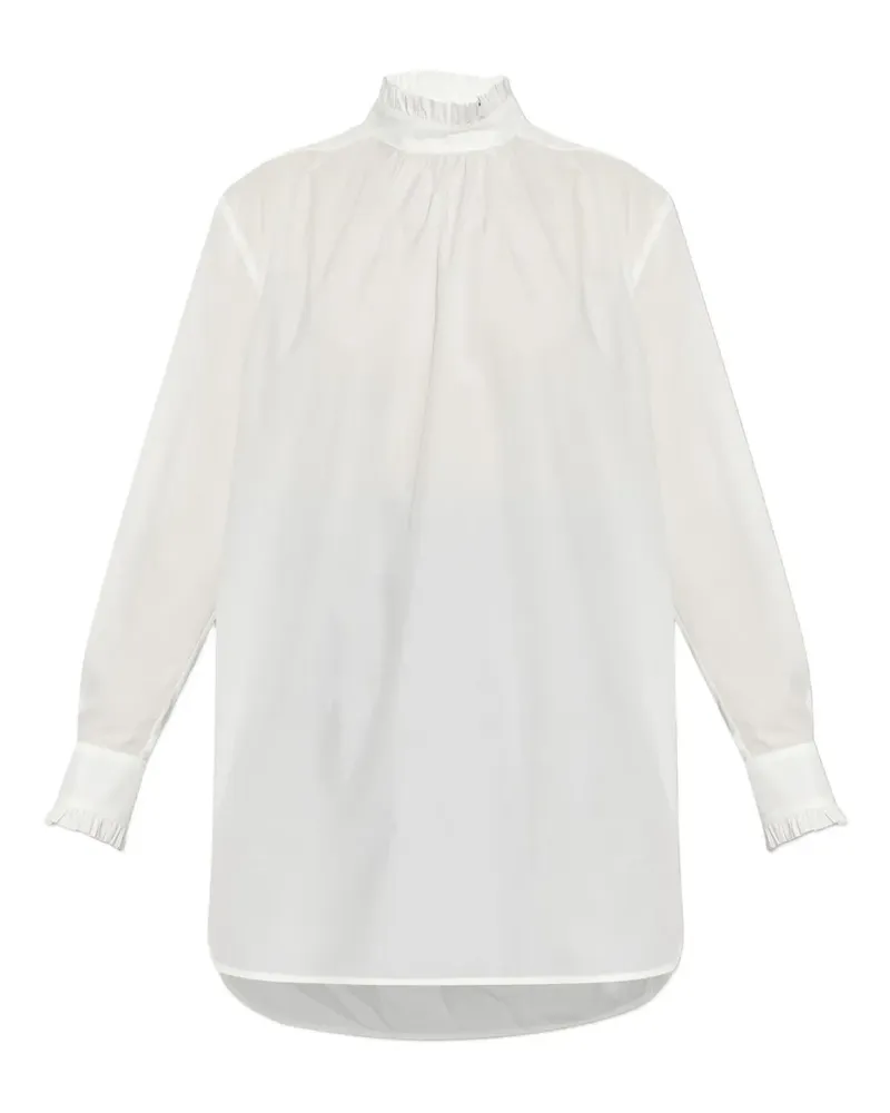 Max Mara Gerüschtes Gettata Hemd mit Stehkragen - Weiß Weiß
