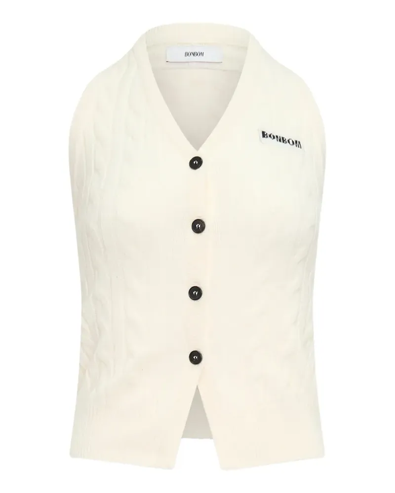 BONBOM cable-knit halterneck top - Nude Nude