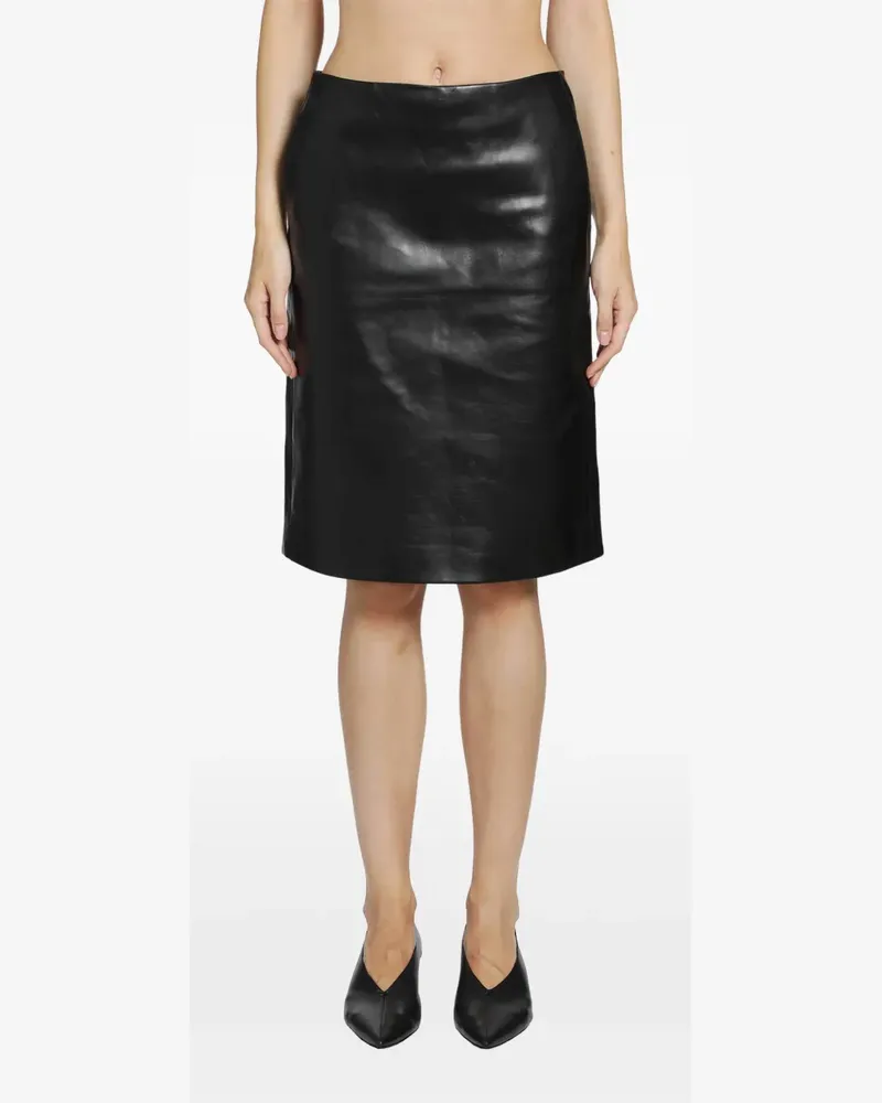 Jil Sander leather midi skirt - Schwarz Schwarz