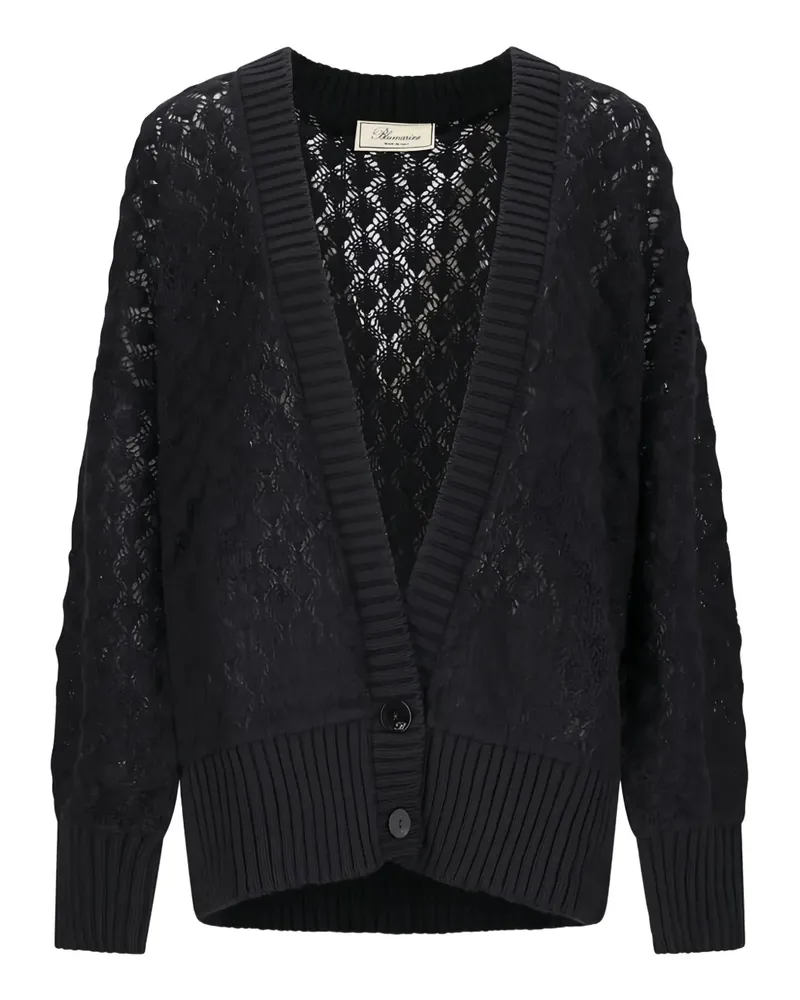 Blumarine Cardigan mit Lochstrickmuster - Schwarz Schwarz