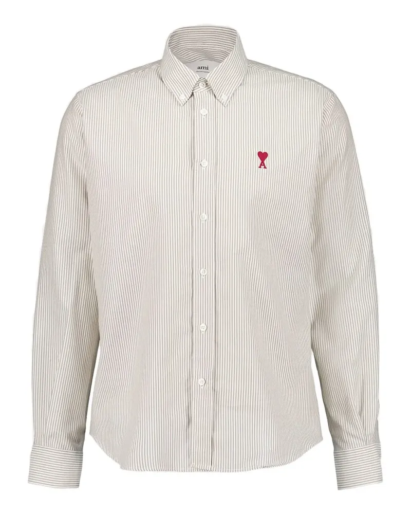 AMI Paris striped embroidered shirt - Nude Nude