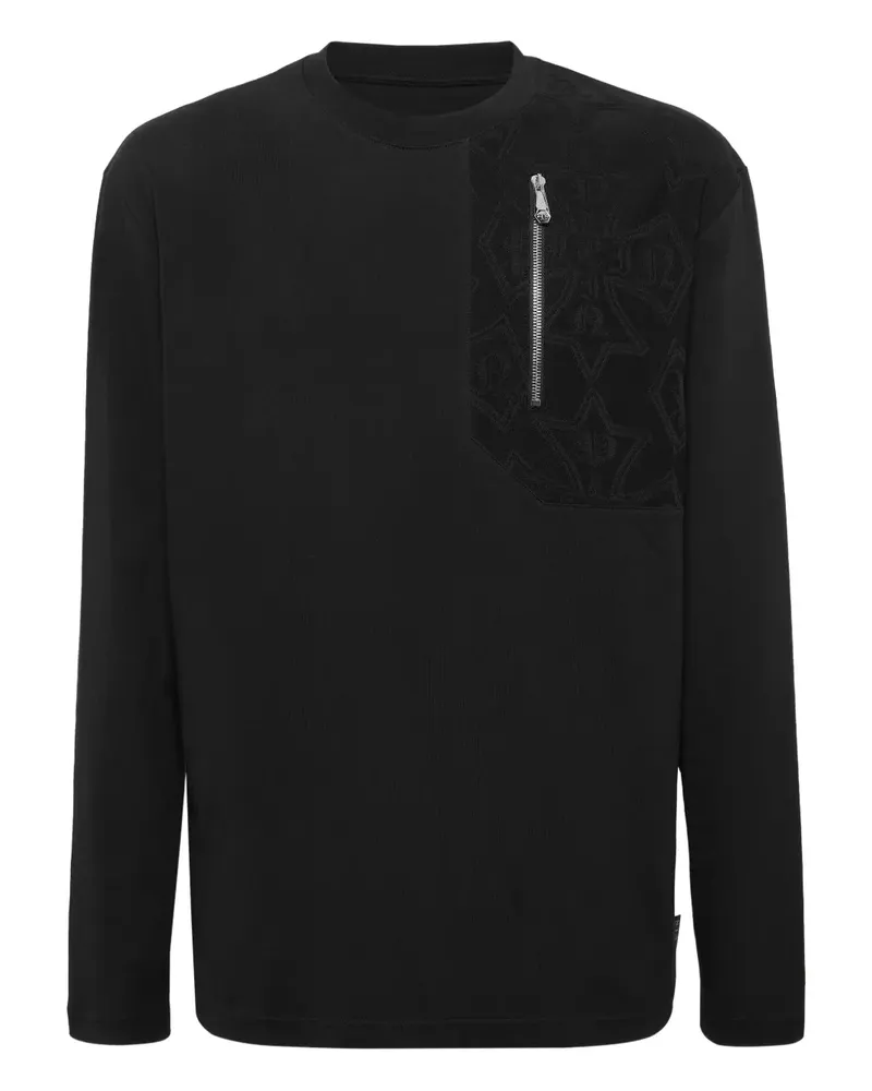 Philipp Plein Langarmshirt mit Reißverschlusstasche - Schwarz Schwarz