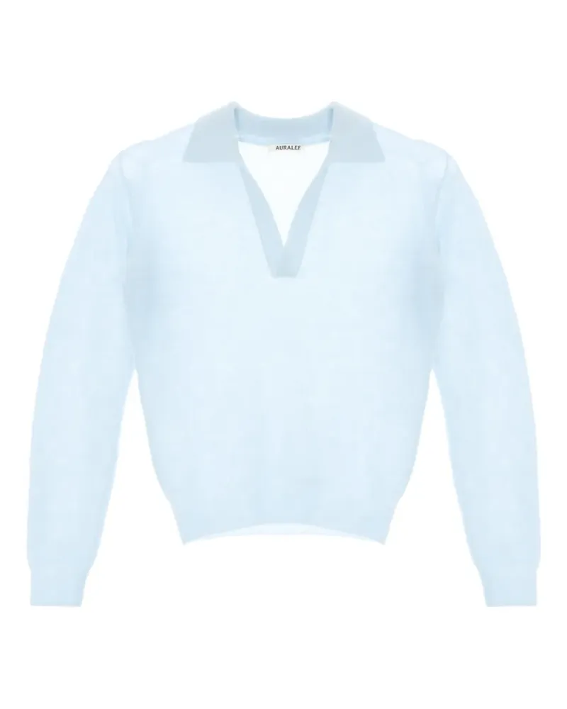AURALEE Strickoberteil mit V-Ausschnitt - Blau Blau