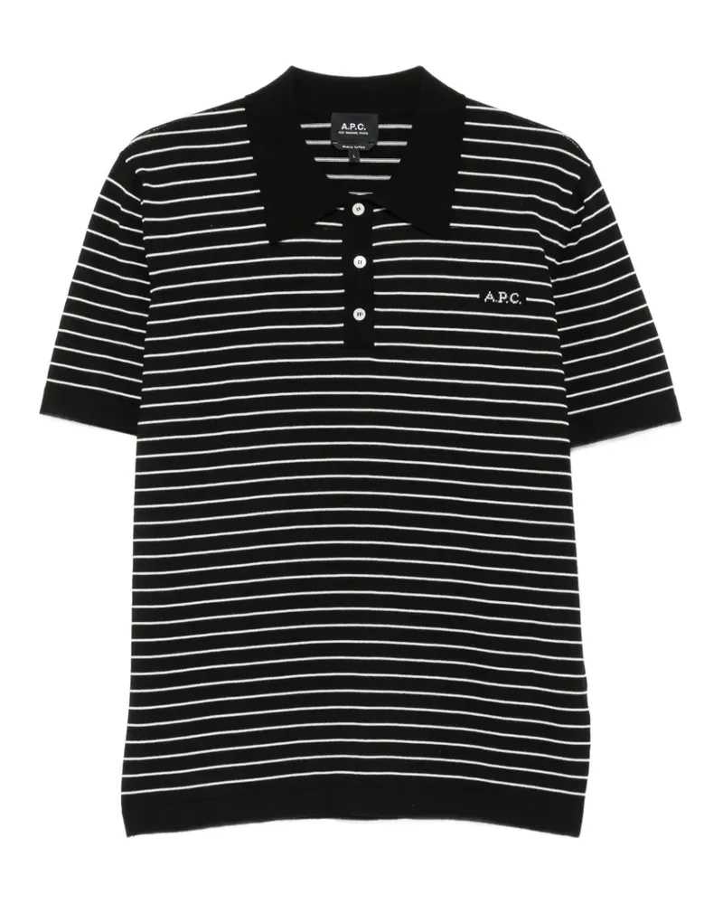A.P.C. Gestreiftes Poloshirt - Schwarz Schwarz