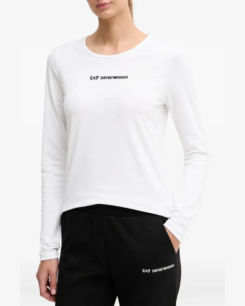EA7 Langarmshirt mit Logo-Print - Weiß Weiß