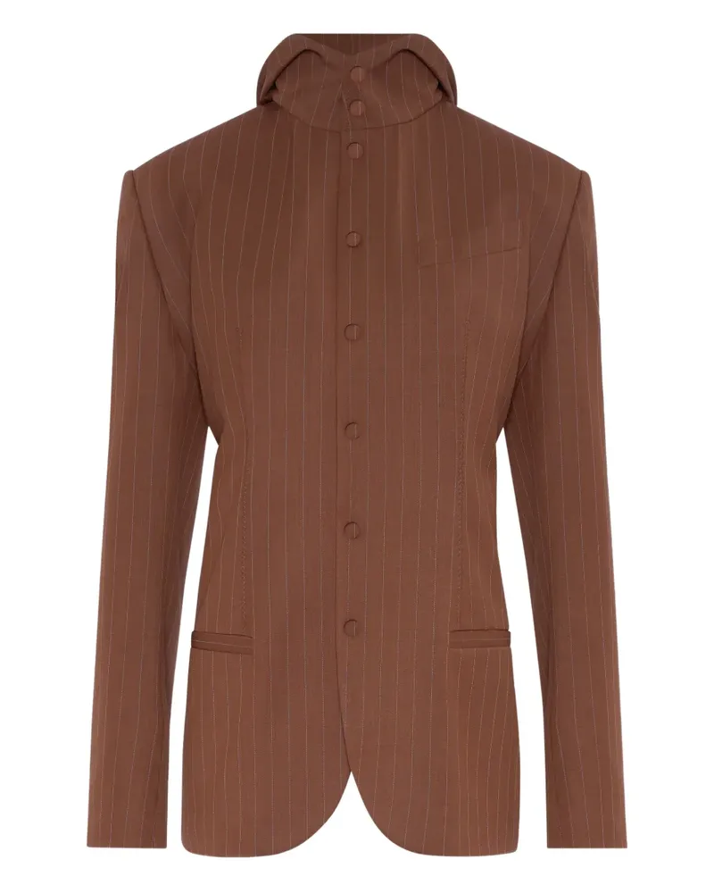 Jean Paul Gaultier Kapuzenjacke mit Nadelstreifen - Braun Braun