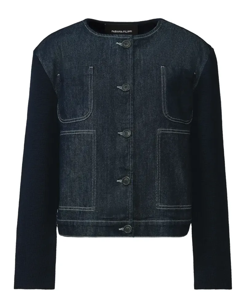Fabiana Filippi panelled contrast-stitch denim jacket - Blau Blau