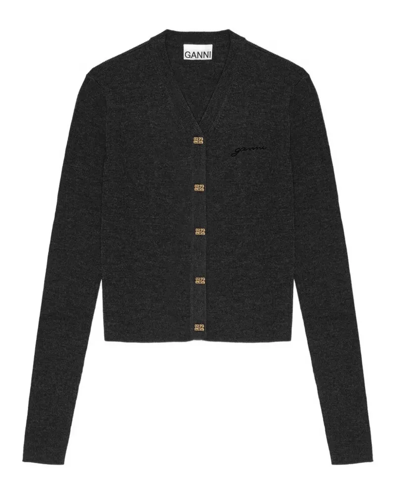 Ganni Cardigan mit V-Ausschnitt - Grau Grau