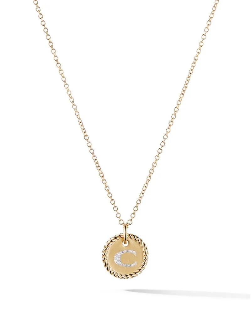 David Yurman 18kt C Initial Charm Gelbgoldhalskette mit Diamanten Gold