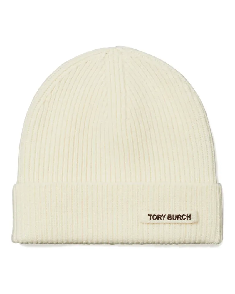 Tory Burch Gerippte Beanie - Weiß Weiß