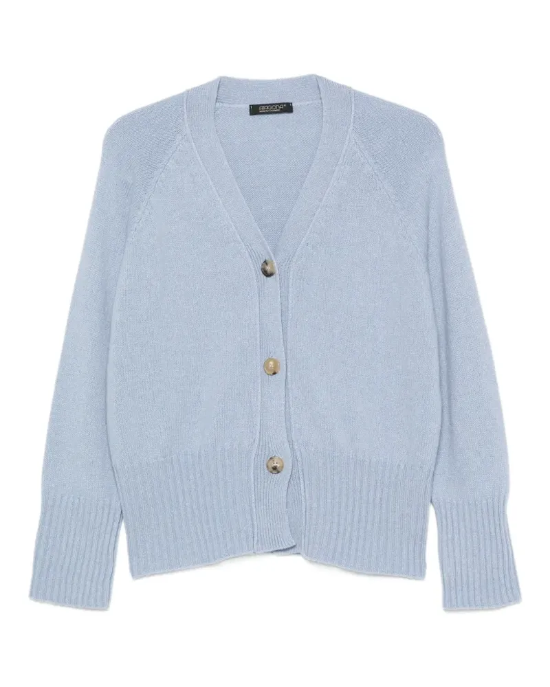 ARAGONA Gerippter Cardigan mit V-Ausschnitt - Blau Blau