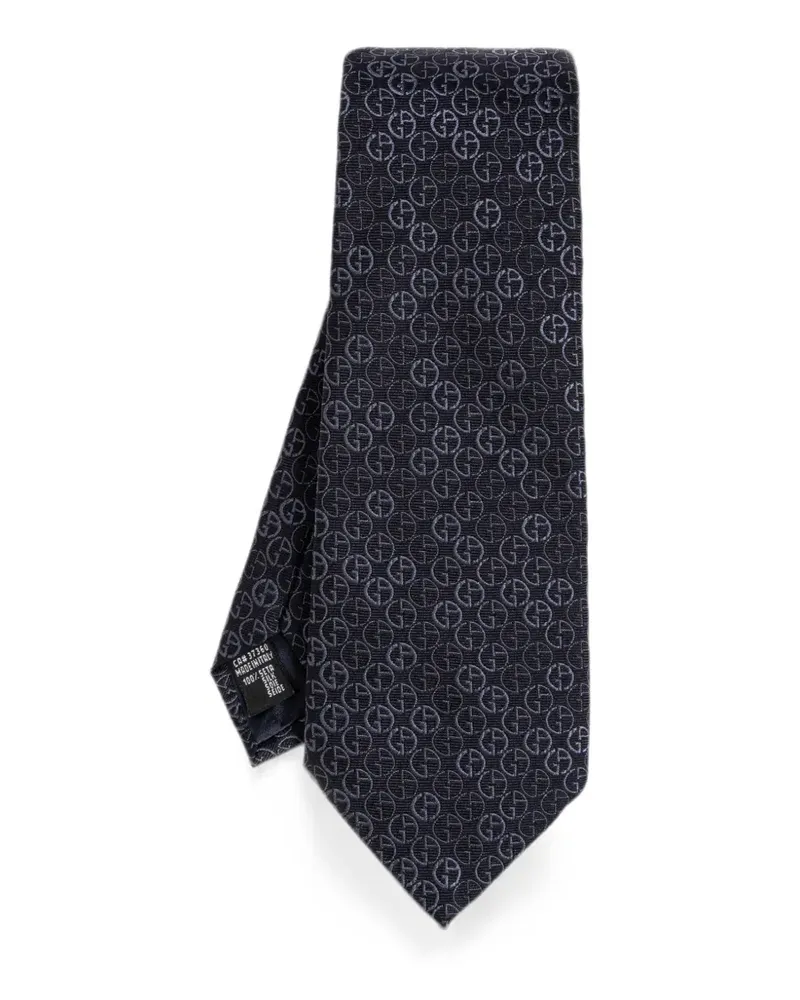 Giorgio Armani Seidenkrawatte mit Logo-Muster - Blau Blau