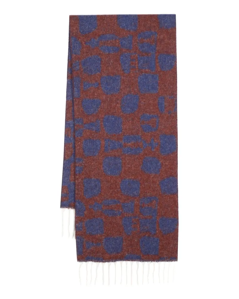 Henrik Vibskov Schal mit Schachfiguren-Jacquard - Blau Blau