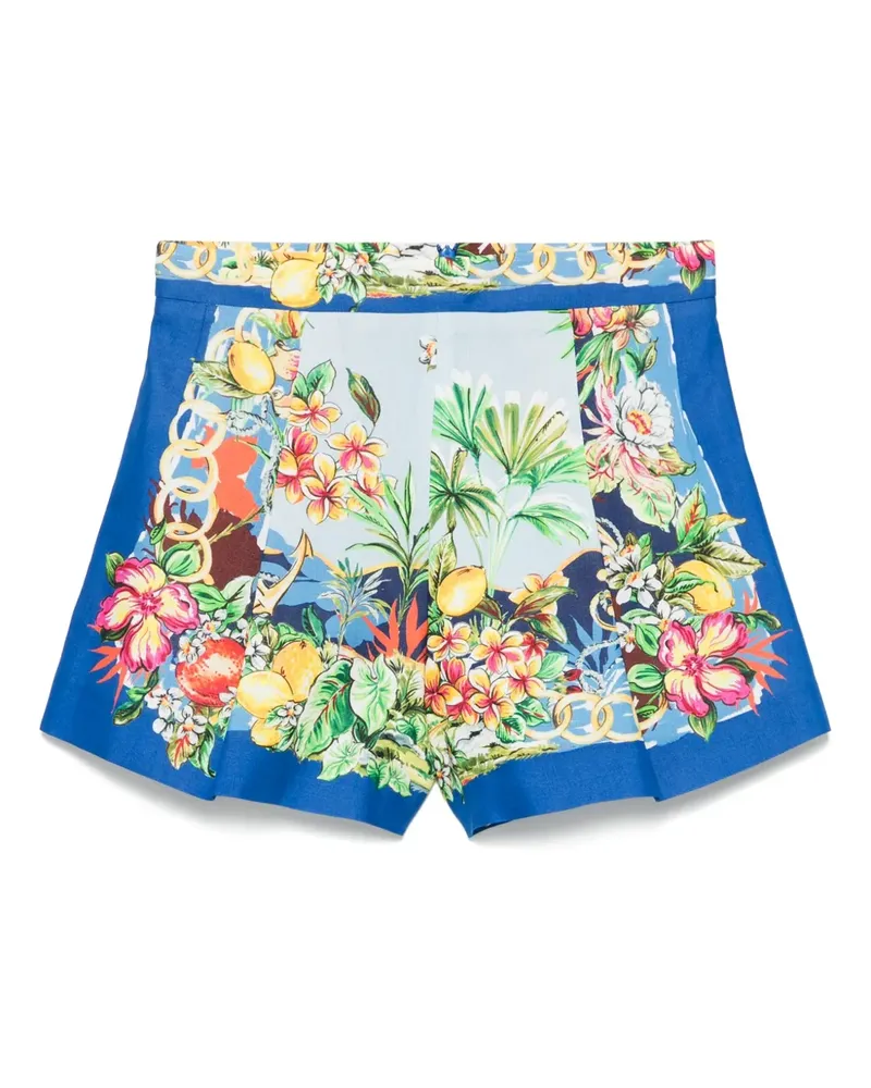 Maje Shorts mit Blumen-Print - Blau Blau