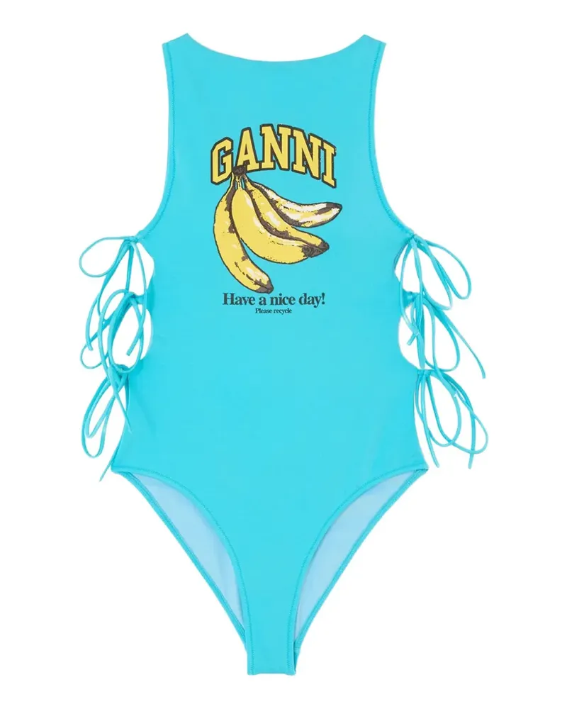 Ganni Badeanzug mit Bananen-Print - Blau Blau