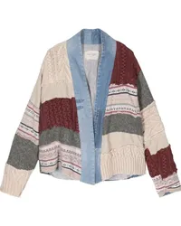 Greg Lauren Cardigan im Patchwork-Look Blau