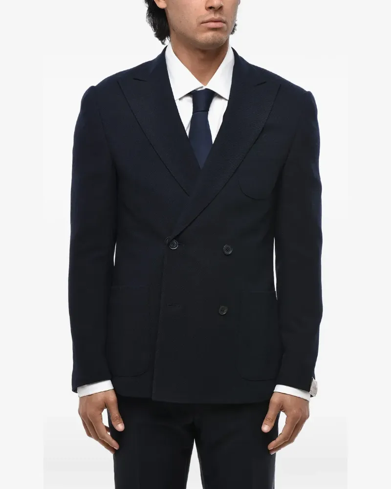 Corneliani patch-pocket double-breasted blazer - Blau Blau