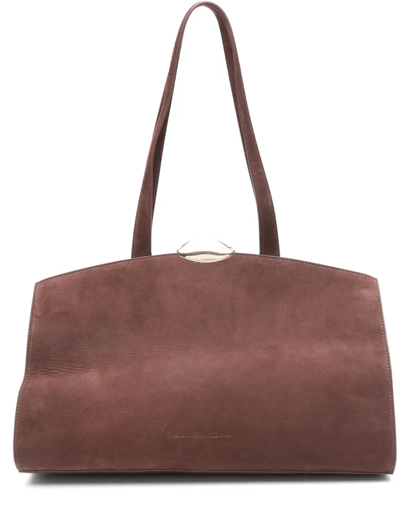Benedetta Bruzziches Schultertasche aus Wildleder mit abgerundetem Saum - Braun Braun