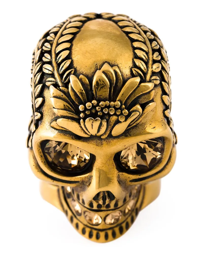 Alexander McQueen Cocktailring mit Totenkopf - Metallic Metallic
