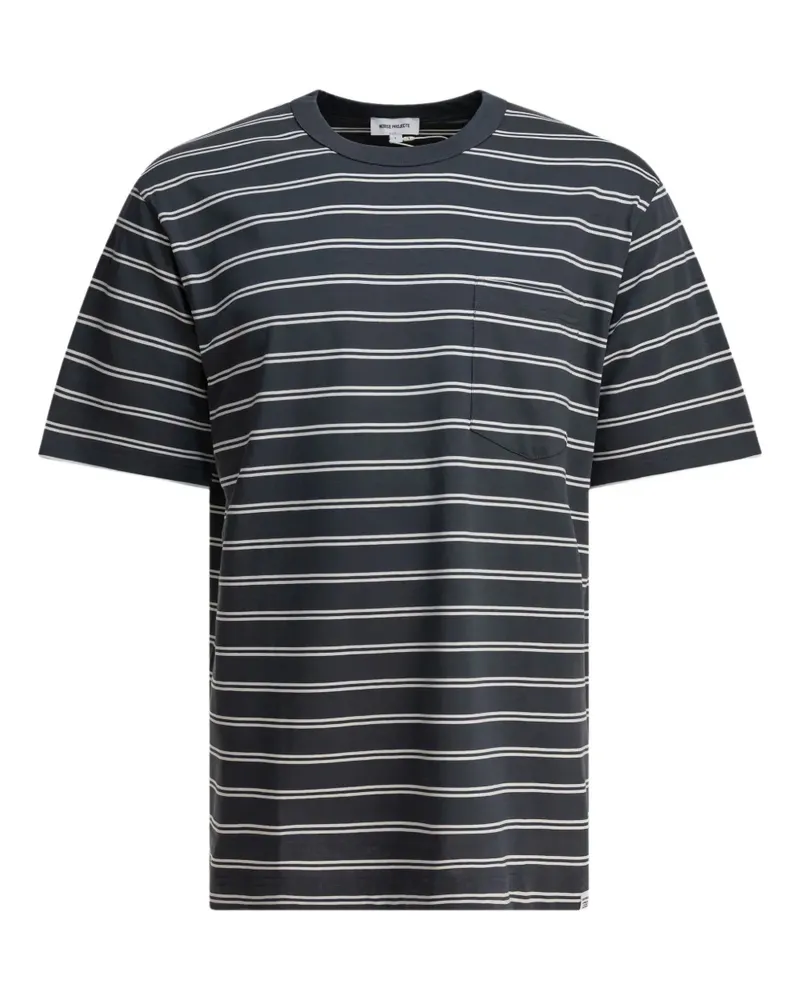 Norse Projects Gestreiftes T-Shirt mit Tasche - Grau Grau