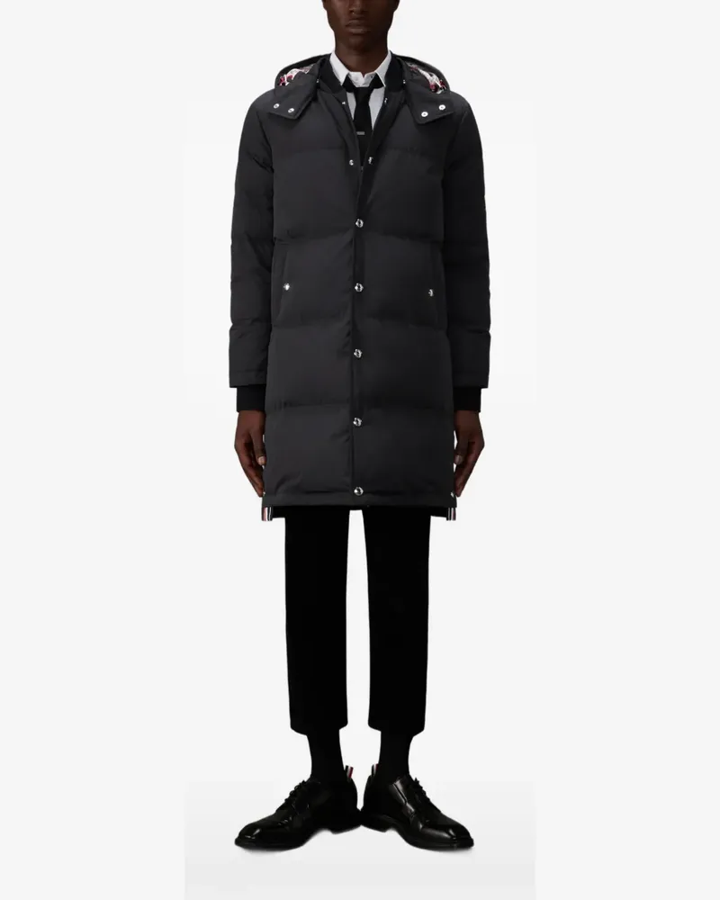 Thom Browne Daunenmantel aus Poly Tech mit Armbändern - Schwarz Schwarz