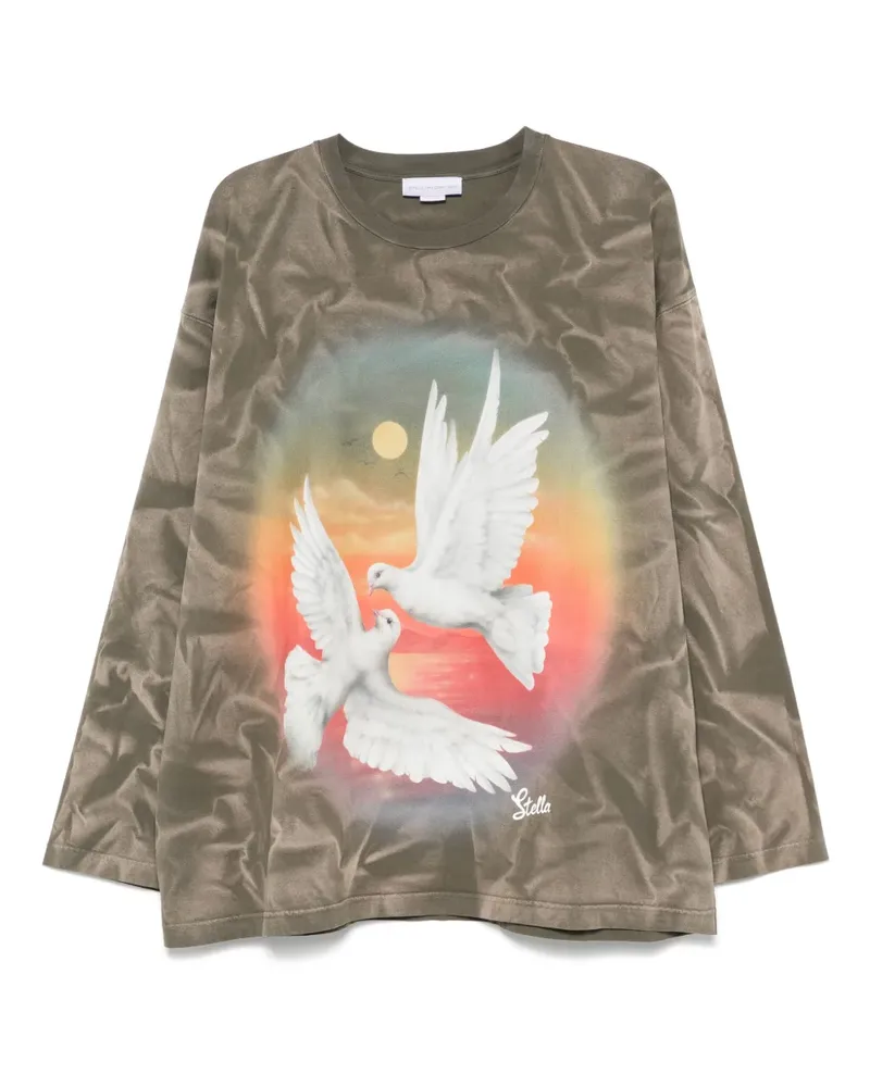 Stella McCartney Oberteil mit Vogel-Print - Braun Braun