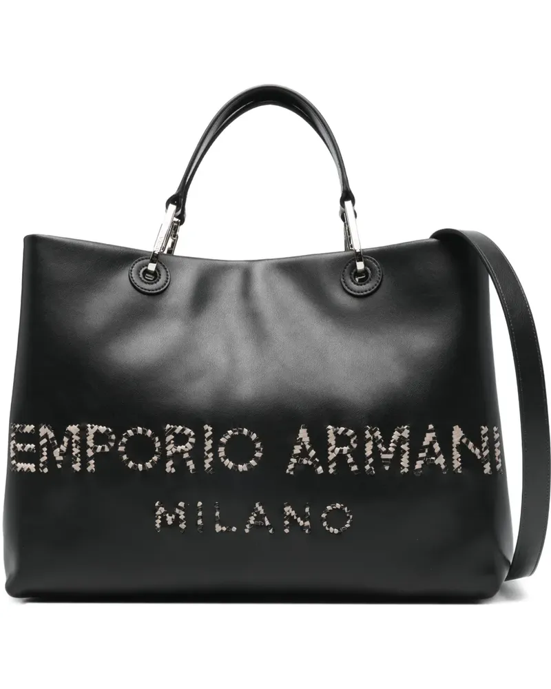 Emporio Armani logo-appliqué tote bag - Schwarz Schwarz