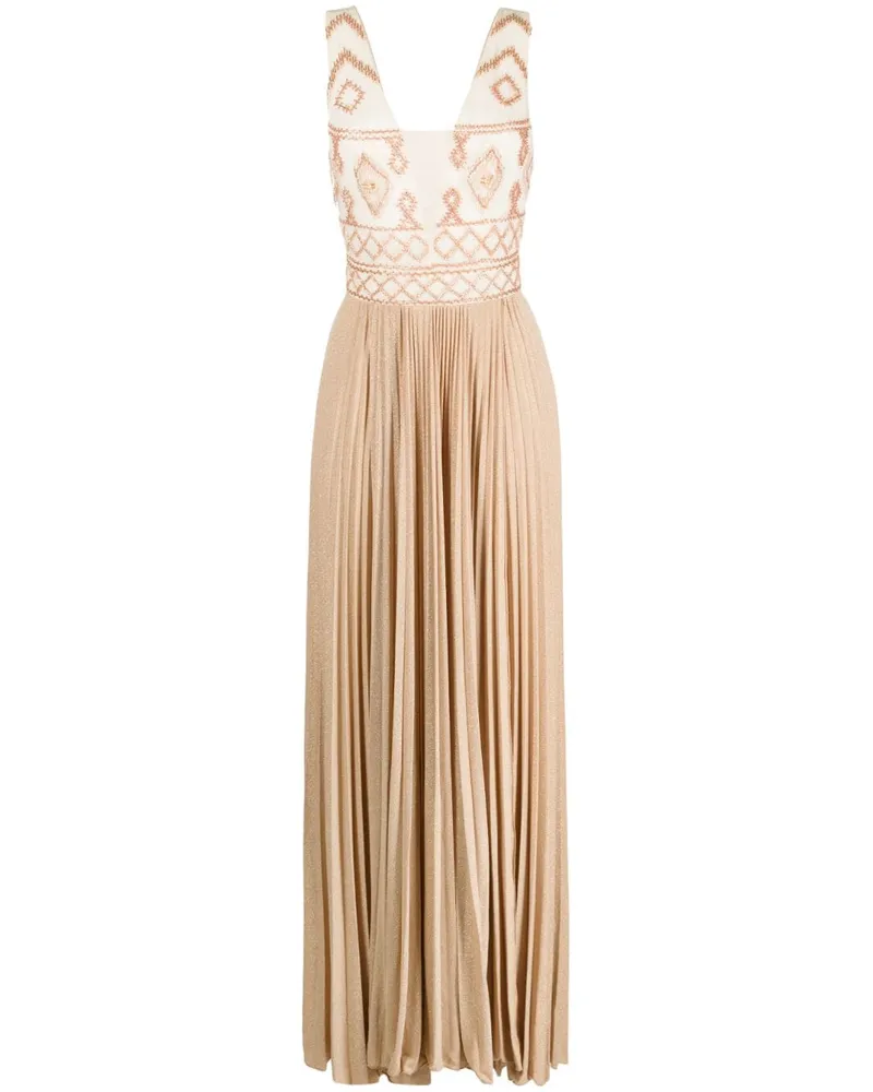 Elisabetta Franchi Abendkleid mit V-Ausschnitt - Nude Nude