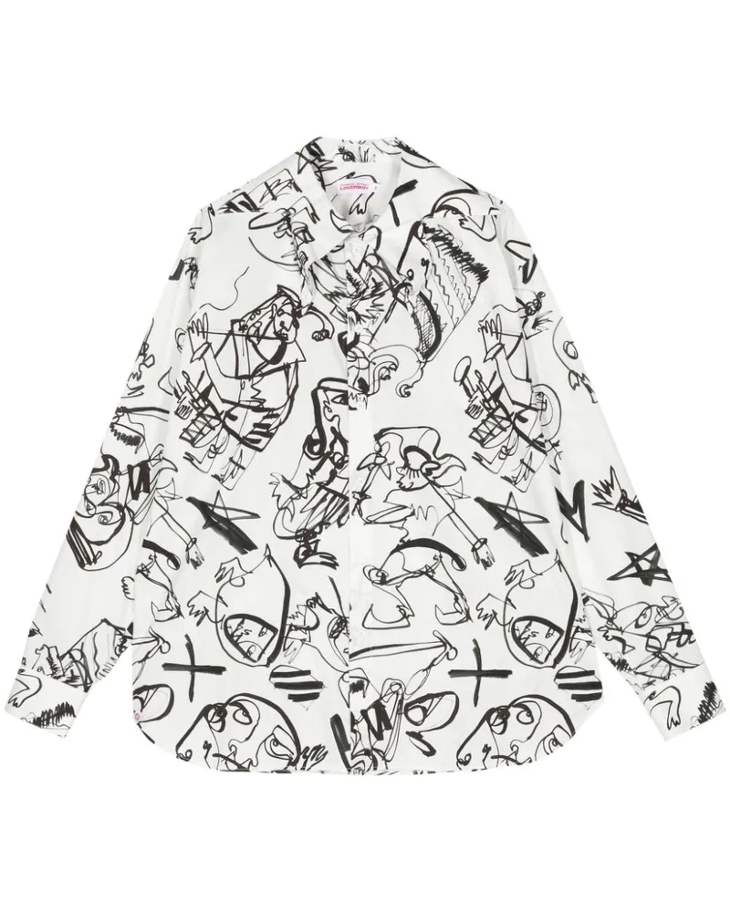 Charles Jeffrey Loverboy T-Shirt mit Sketch-Print - Weiß Weiß
