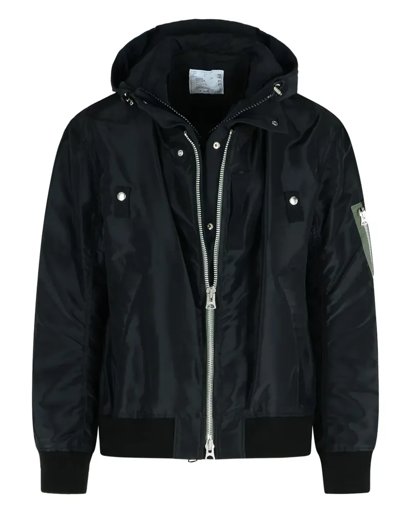 Sacai Kapuzenjacke mit Reißverschluss - Schwarz Schwarz