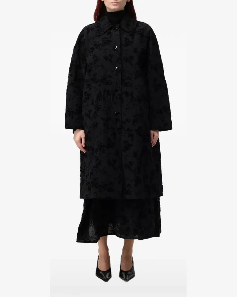 TER ET BANTINE floral-devoré coat - Schwarz Schwarz