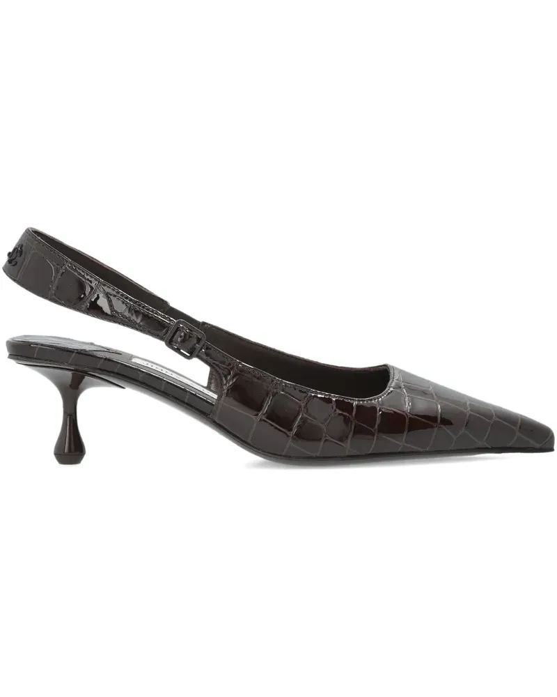 Jimmy Choo 50mm Amel pointed crocodile-effect heeled pumps - Braun Braun