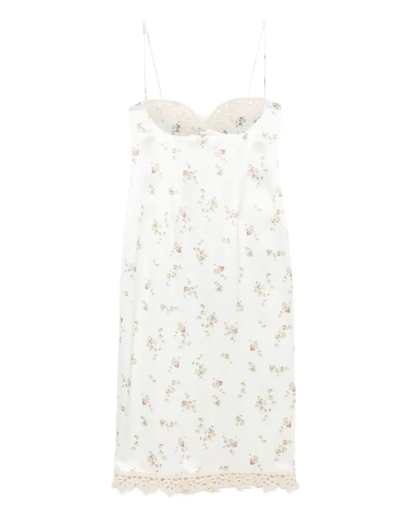 Magda Butrym Florales Midikleid mit Spitzenbesatz - Nude Nude