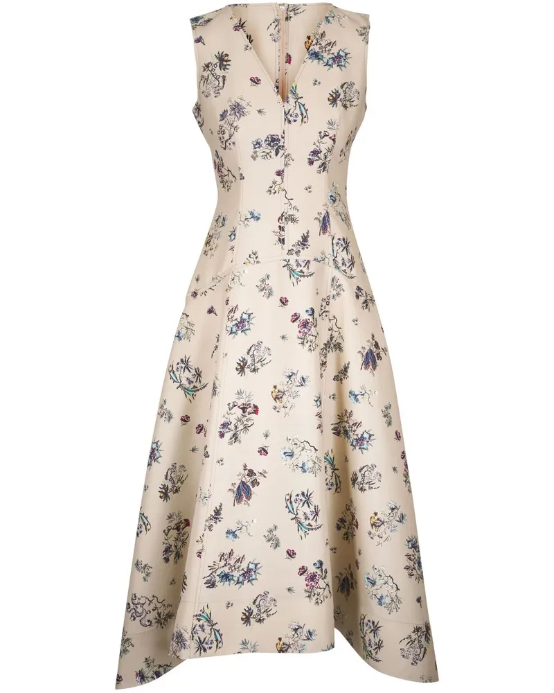 Adam Lippes Midikleid mit Blumen-Print - Nude Nude