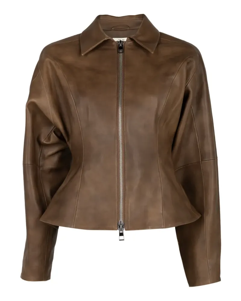 The Sei Lederjacke mit Reißverschluss - Braun Braun