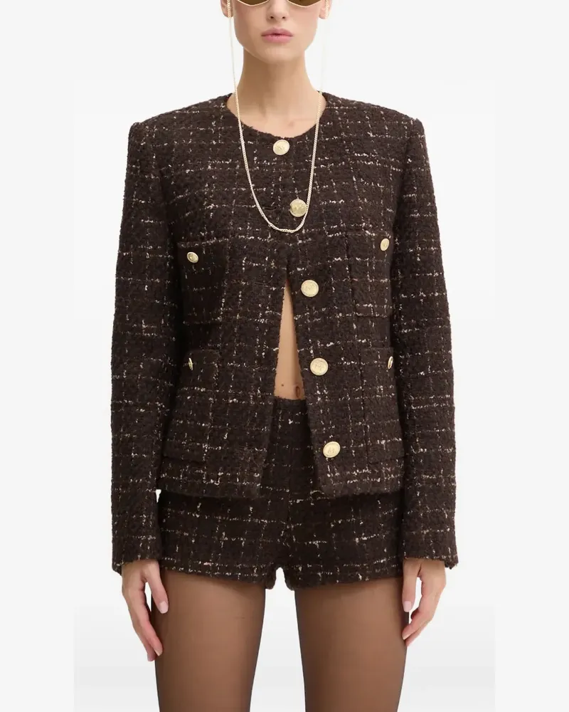 Miss Sixty Tweed-Jacke mit goldfarbenen Knöpfen - Braun Braun