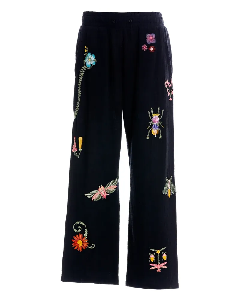 AGUA BENDITA Hose mit Blumenstickerei - Schwarz Schwarz